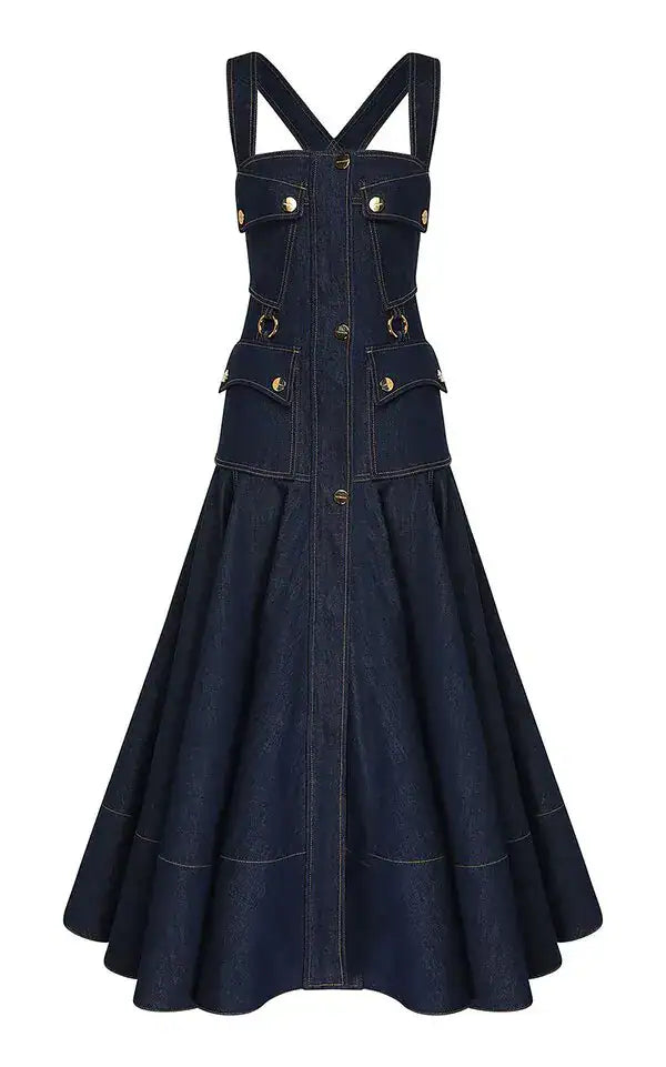 Denim Midi Elbise Premium Edition