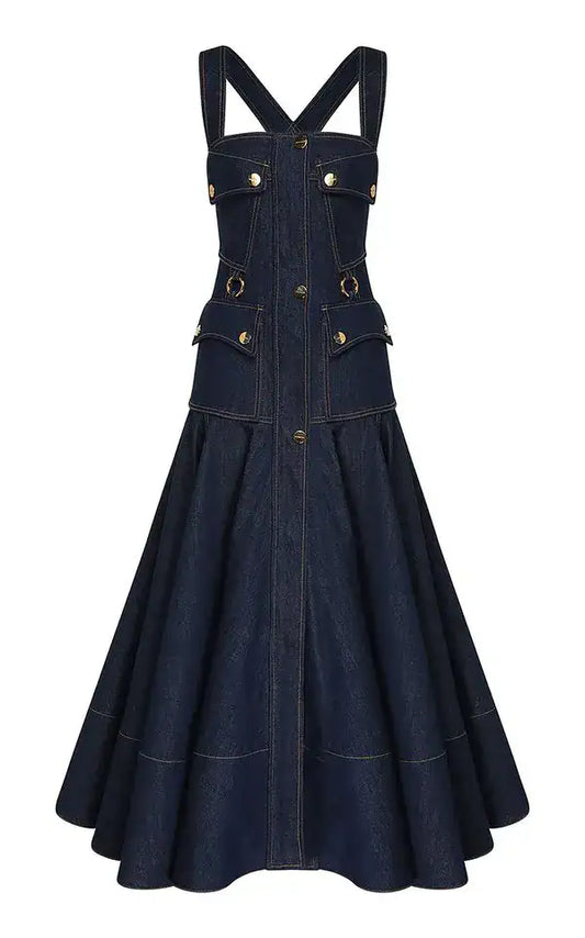 Denim Midi Elbise Premium Edition