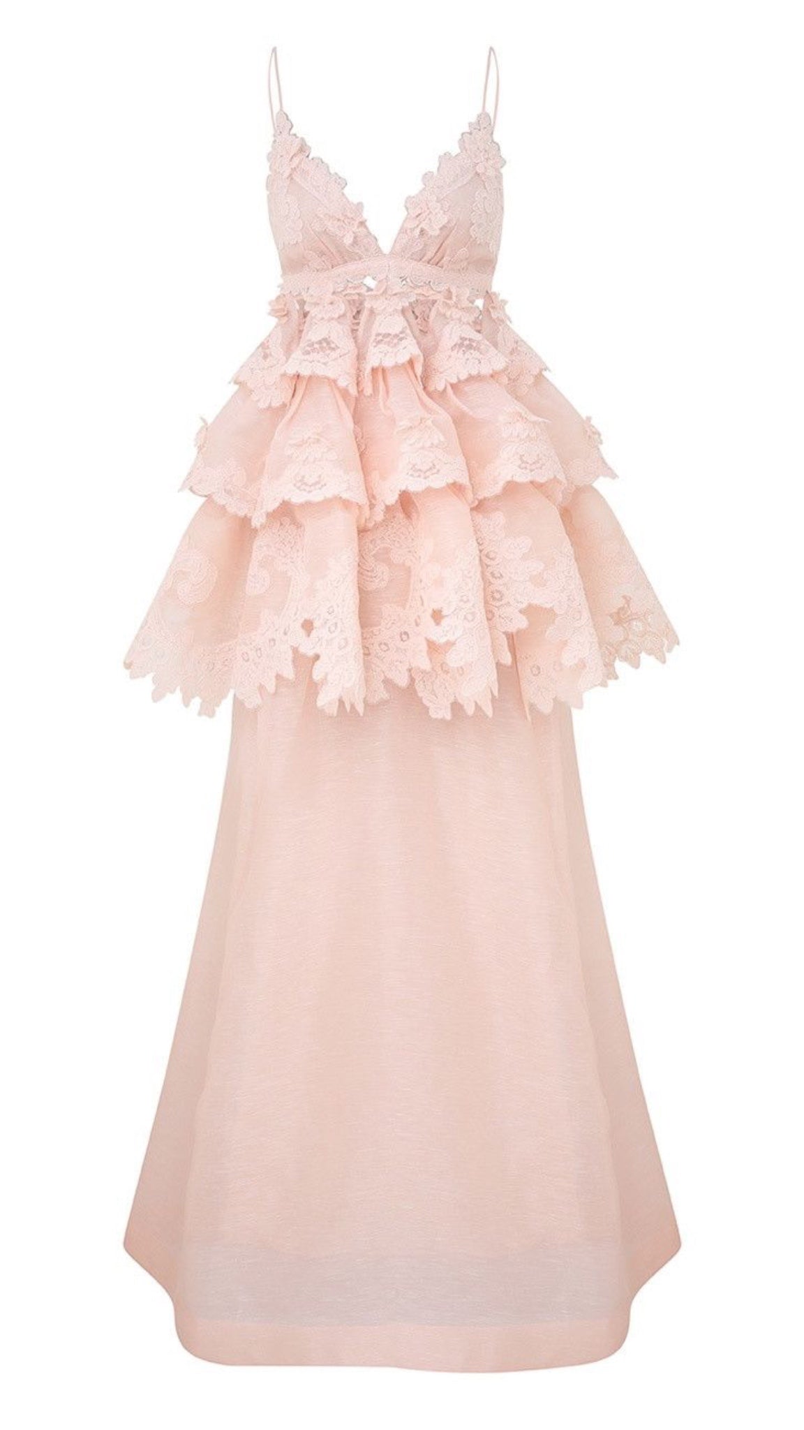 Pembe Dantelli Maksi Elbise